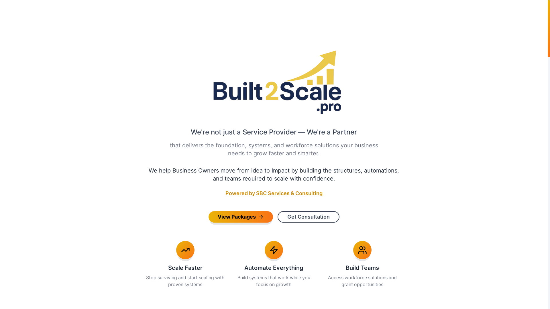 website screenshot of https://built2scale.pro/