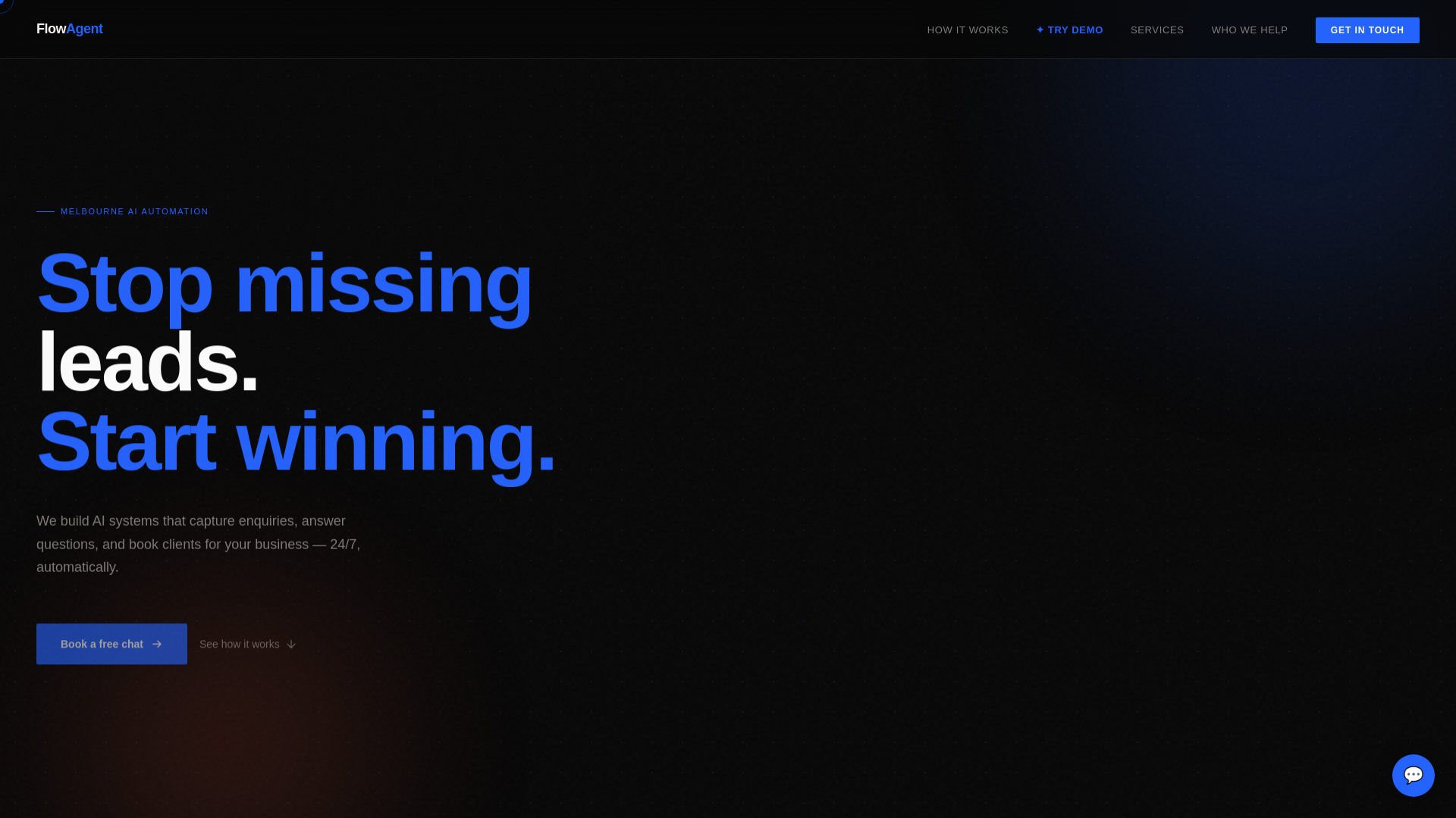 website screenshot of https://flowagentautomation.com/