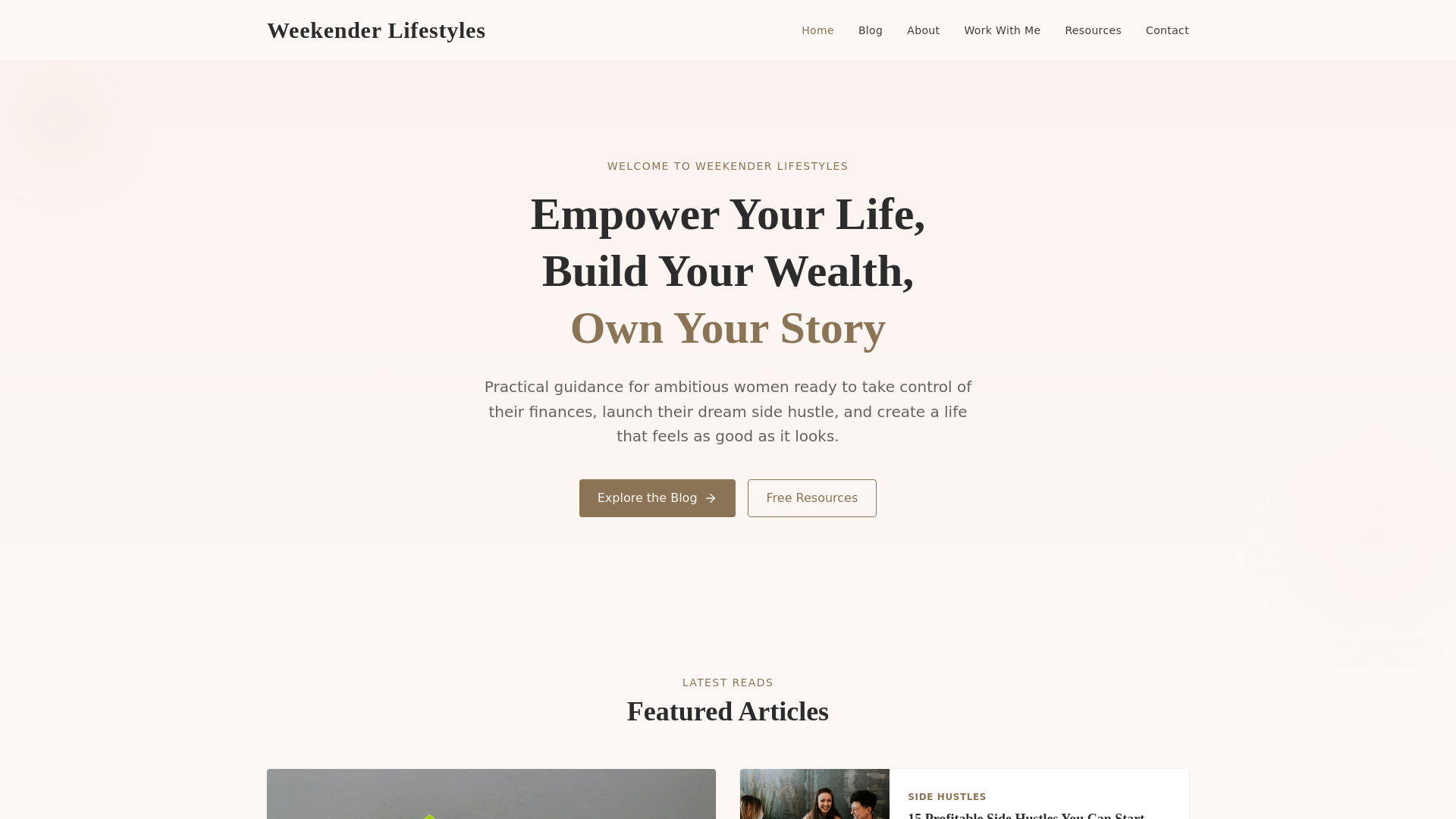 website screenshot of https://weekenderlifestyles.com