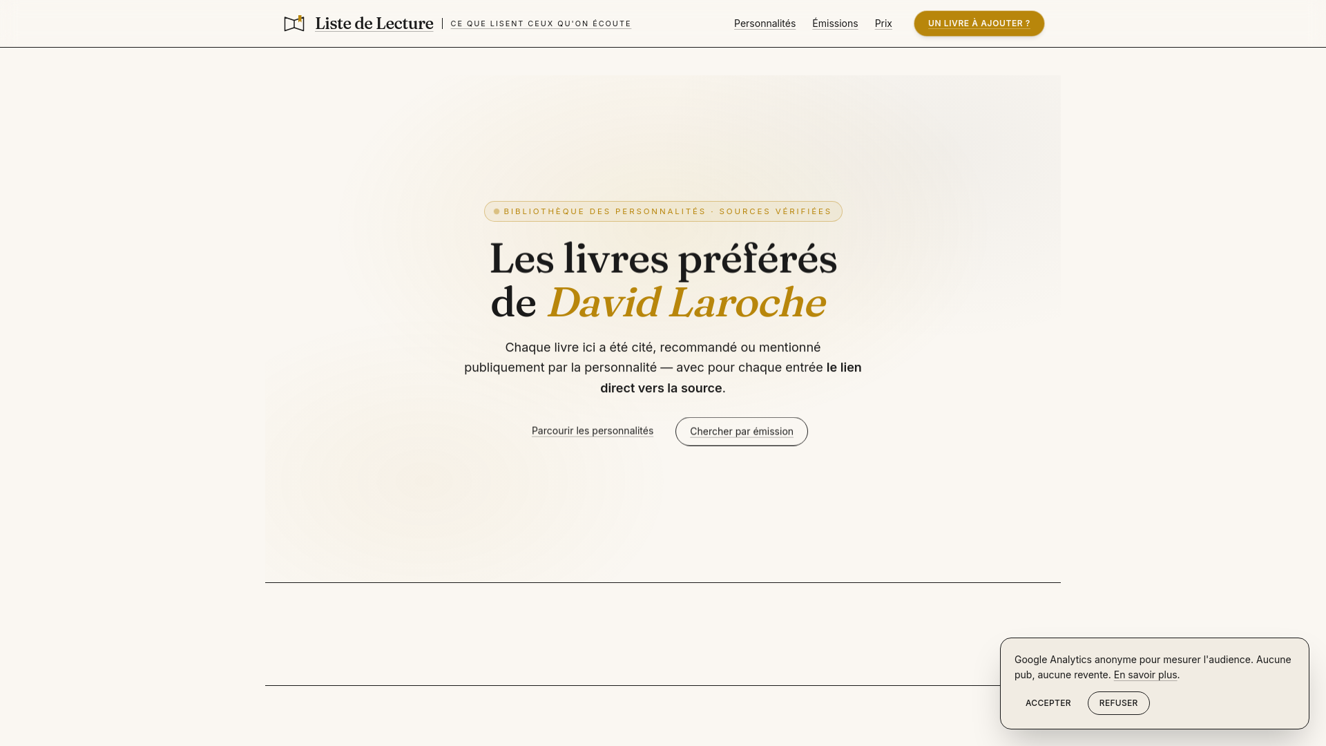 website screenshot of https://listedelecture.fr/