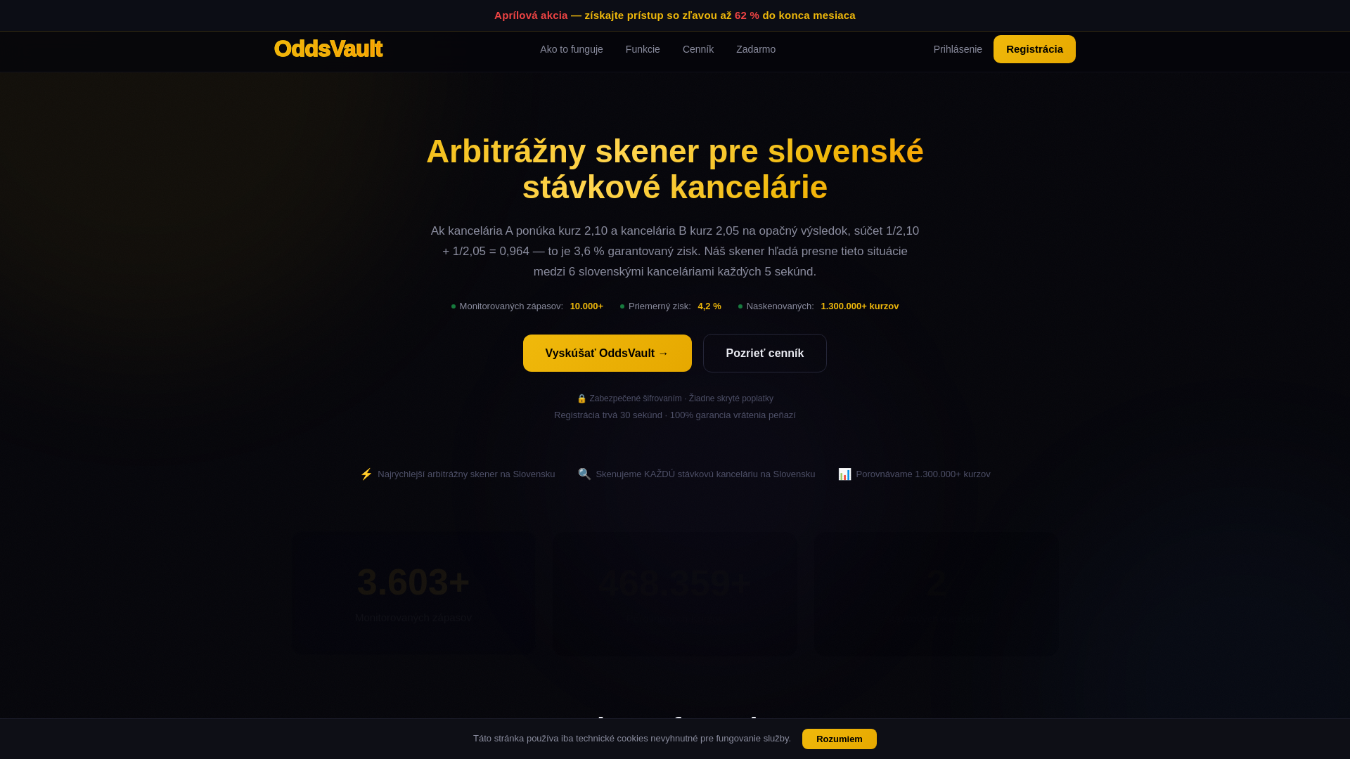 website screenshot of https://oddsvault.sk/