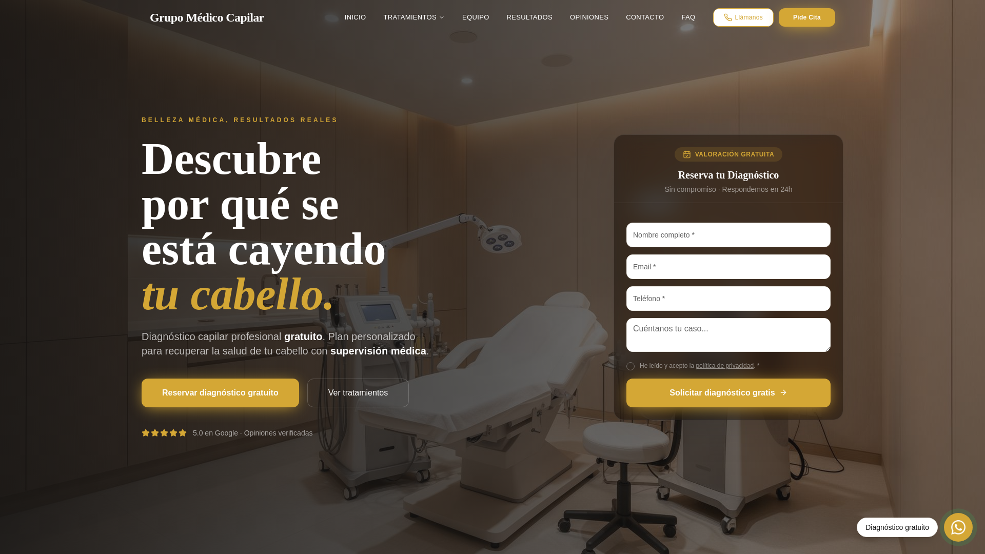 website screenshot of https://grupomedicocapilar.es/