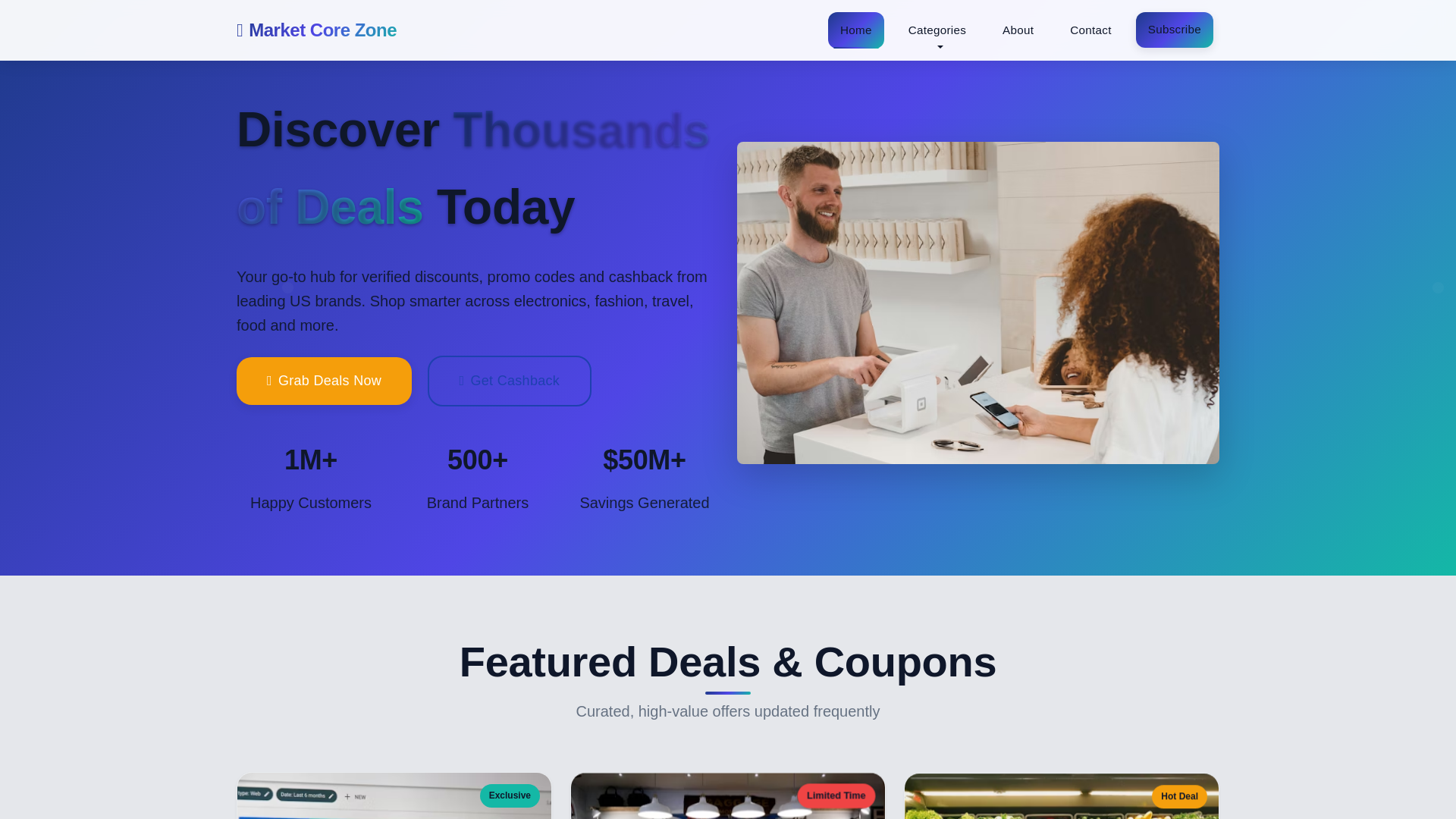 website screenshot of https://marketcorezone.com