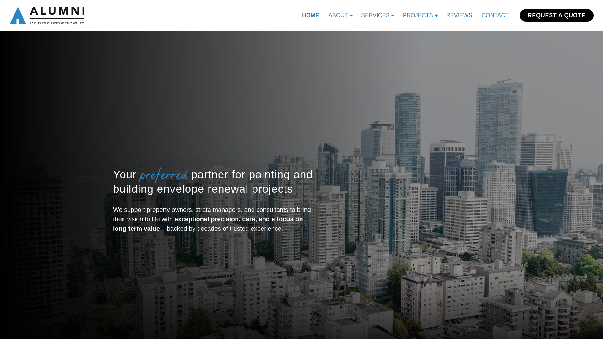 website screenshot of https://alumnirestoration.ca