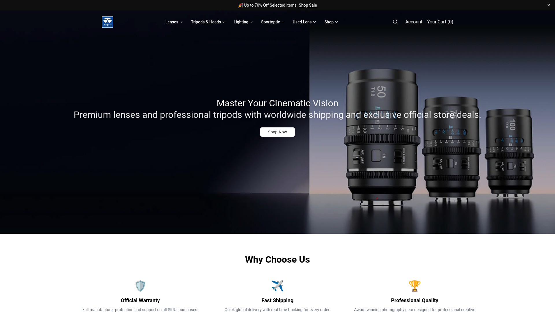 website screenshot of https://siruiworld.shop/