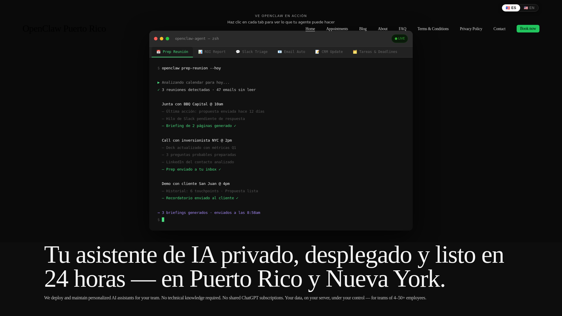 website screenshot of https://openclawpuertorico.net/