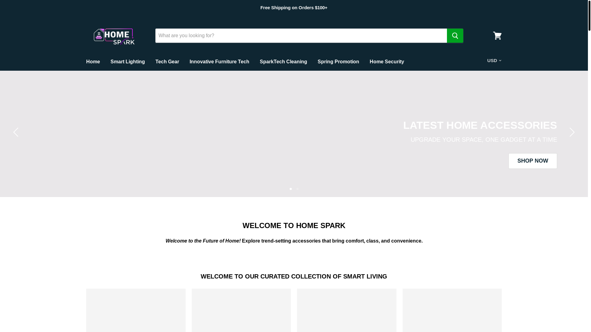 website screenshot of https://homesparkaccessories.com/