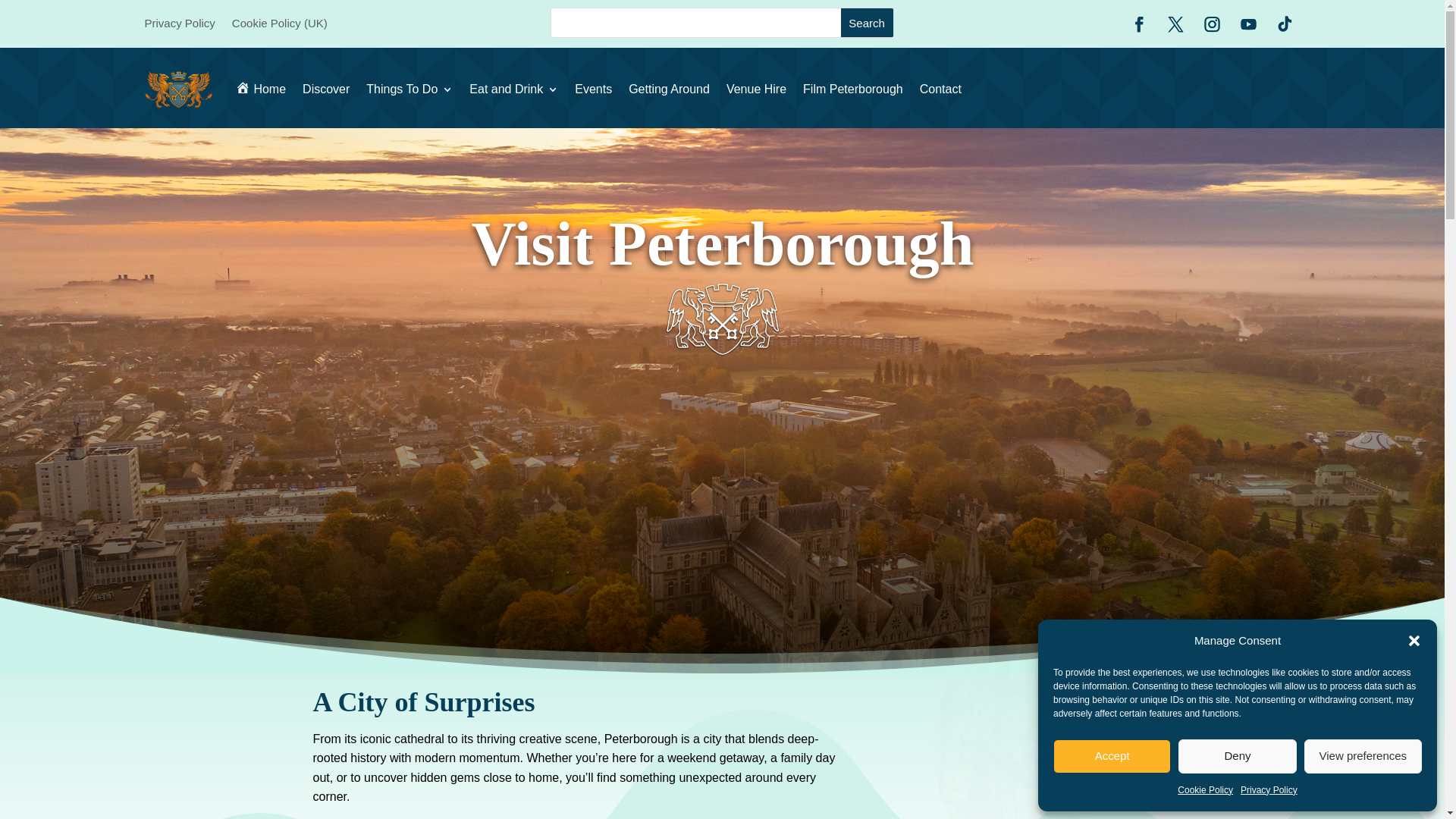 website screenshot of https://visitpeterborough.uk/
