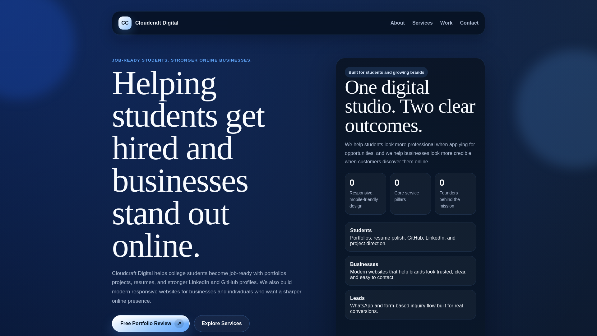 website screenshot of https://cloudcraft-digital.pages.dev/