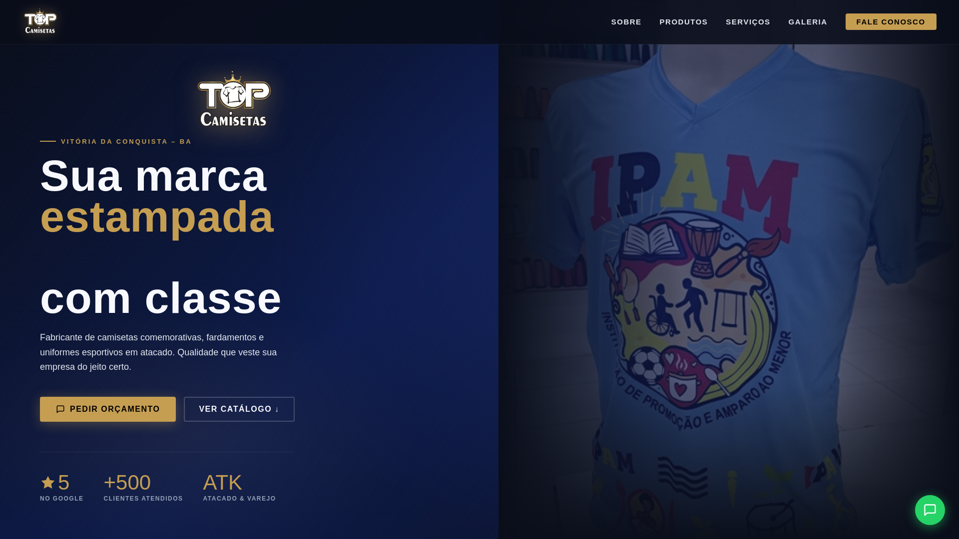 website screenshot of https://topcamisetasoficial.com.br/