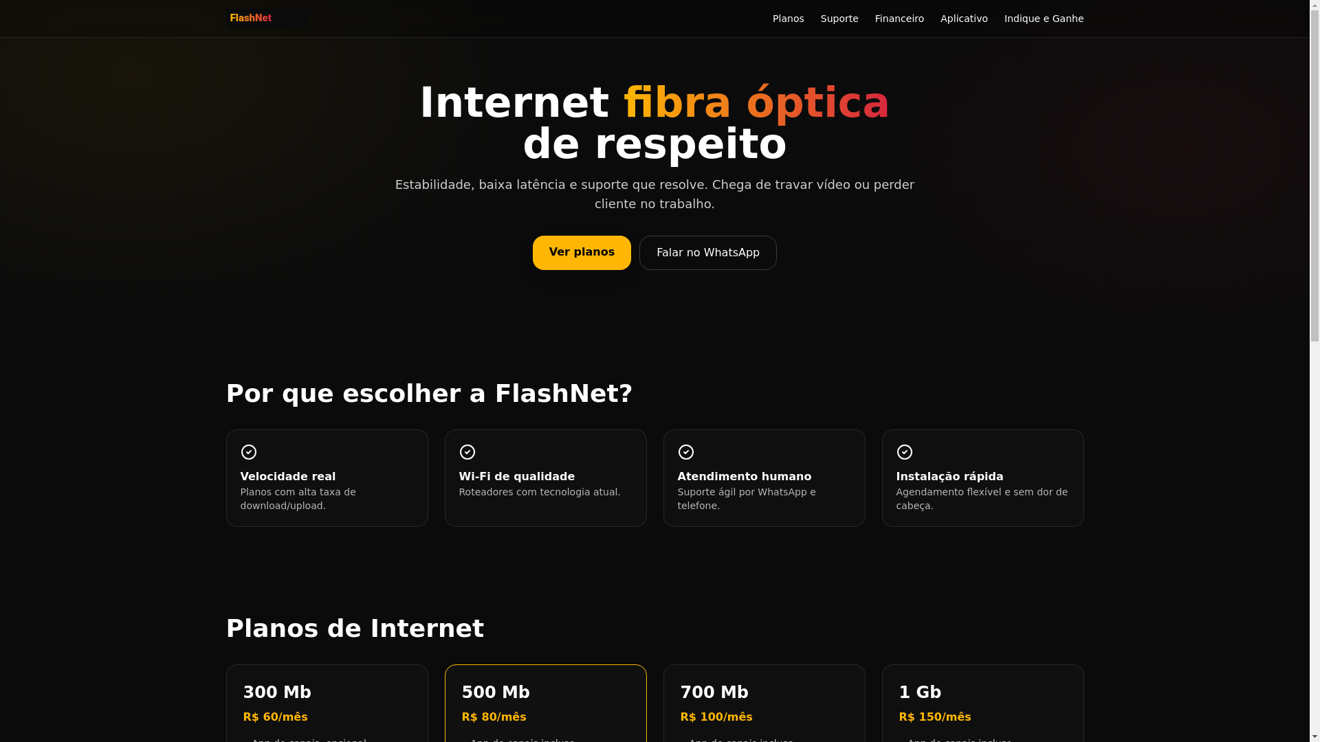 website screenshot of https://flashnettelecomfibra.com.br/