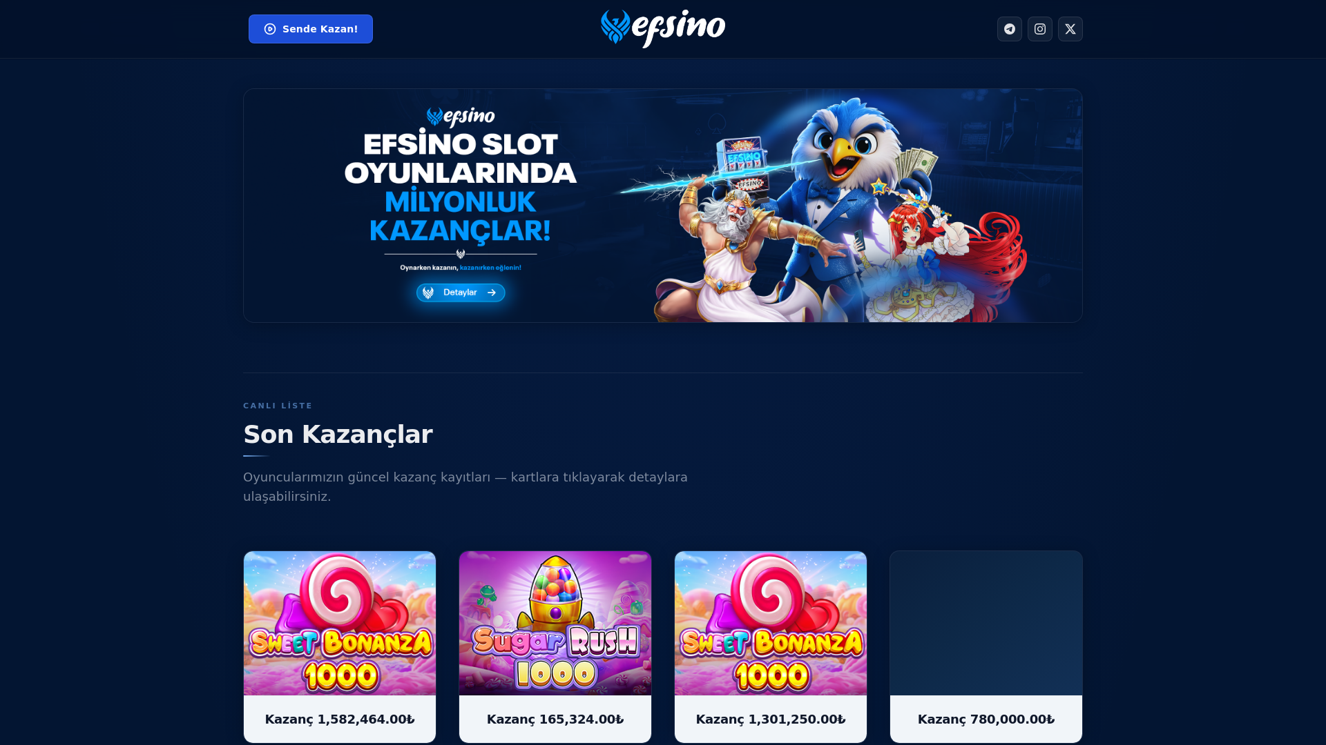website screenshot of https://efsinowins.com/