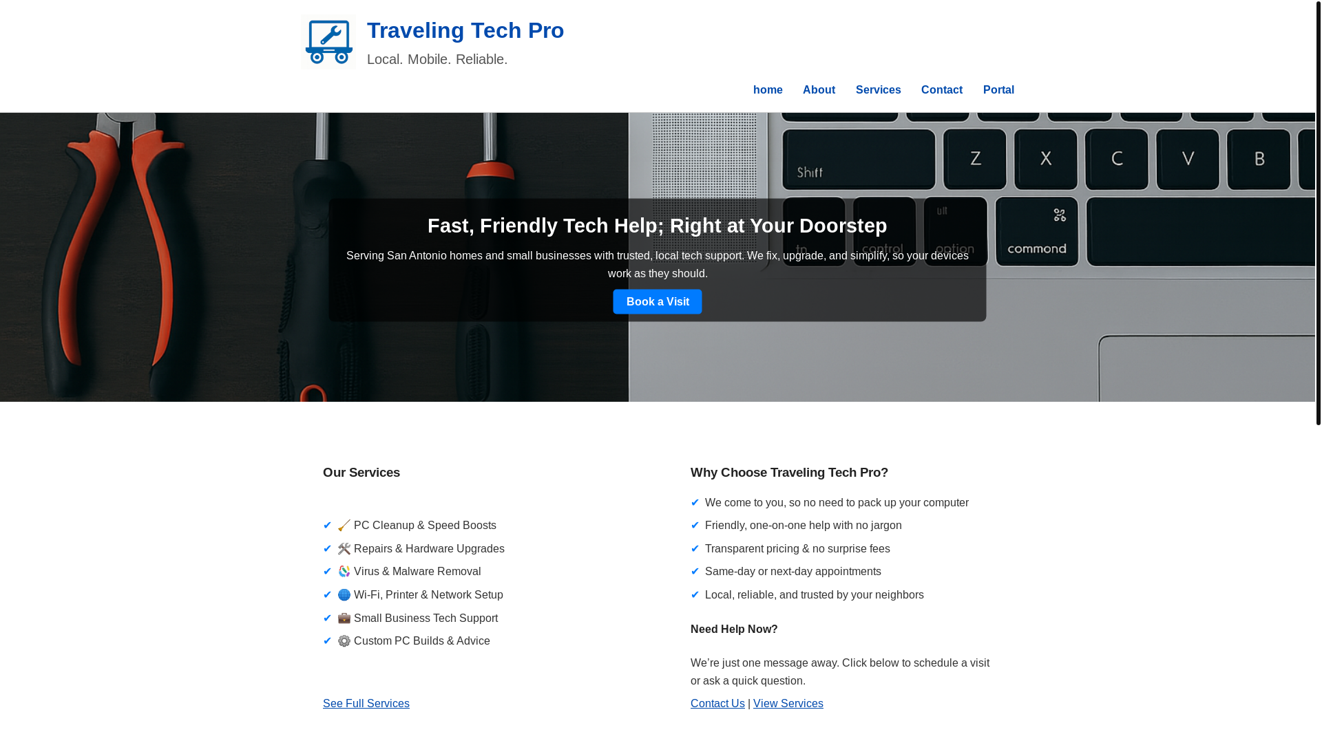 website screenshot of https://travelingtechhelp.pages.dev/