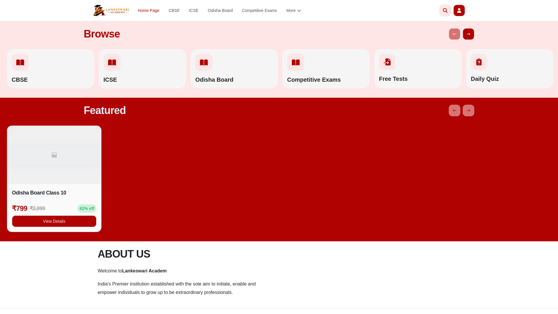 website screenshot of https://lankeswariacademy.in/