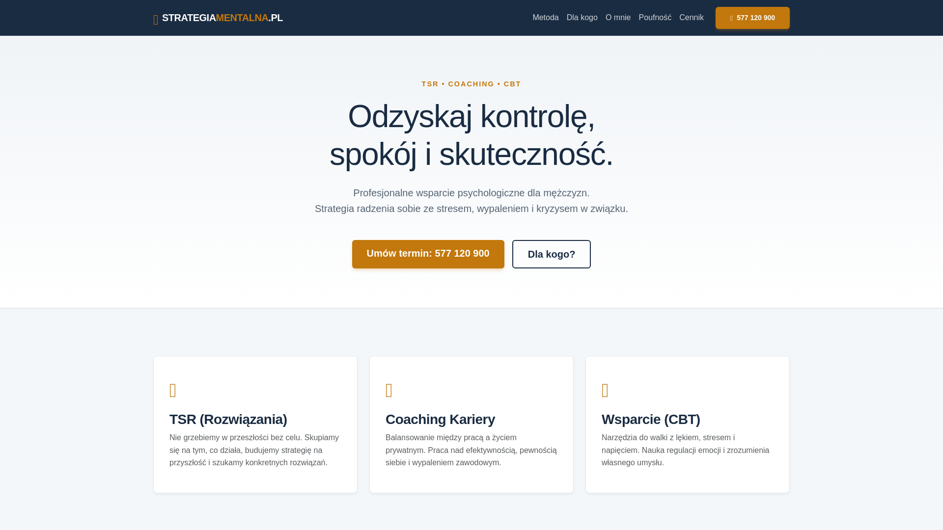 website screenshot of https://strategiamentalna.pl