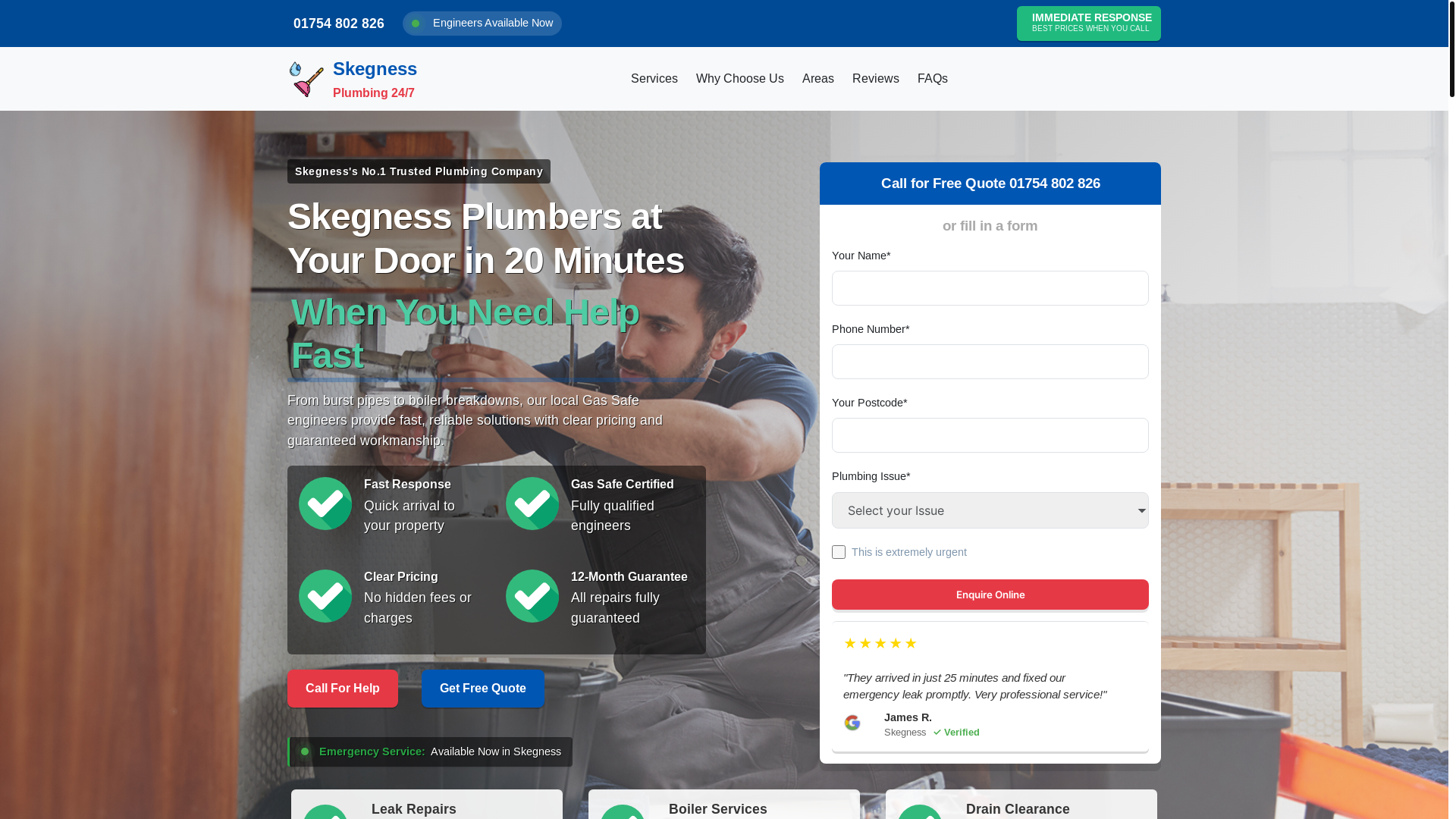 website screenshot of https://skegnessemergencyplumbing.co.uk/