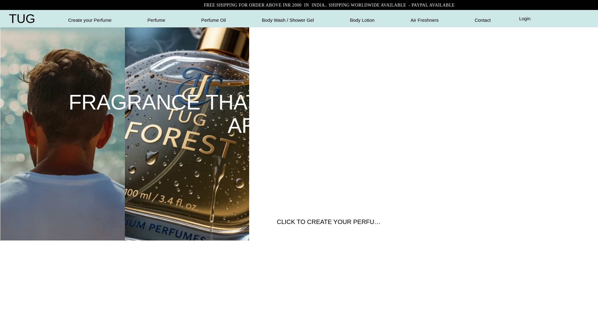 website screenshot of https://tugperfumes.in