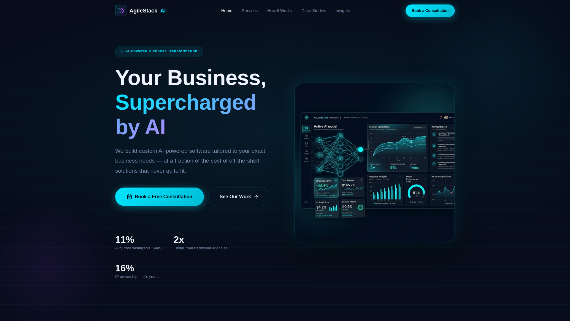 website screenshot of https://agilestackai.com