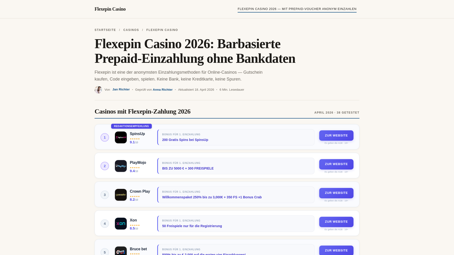 website screenshot of https://casinoflexepin.net/