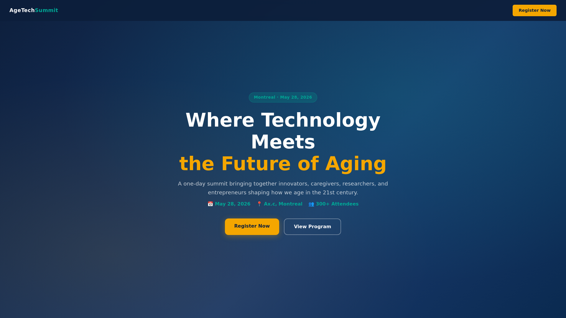 website screenshot of https://agetechsummit.ca/