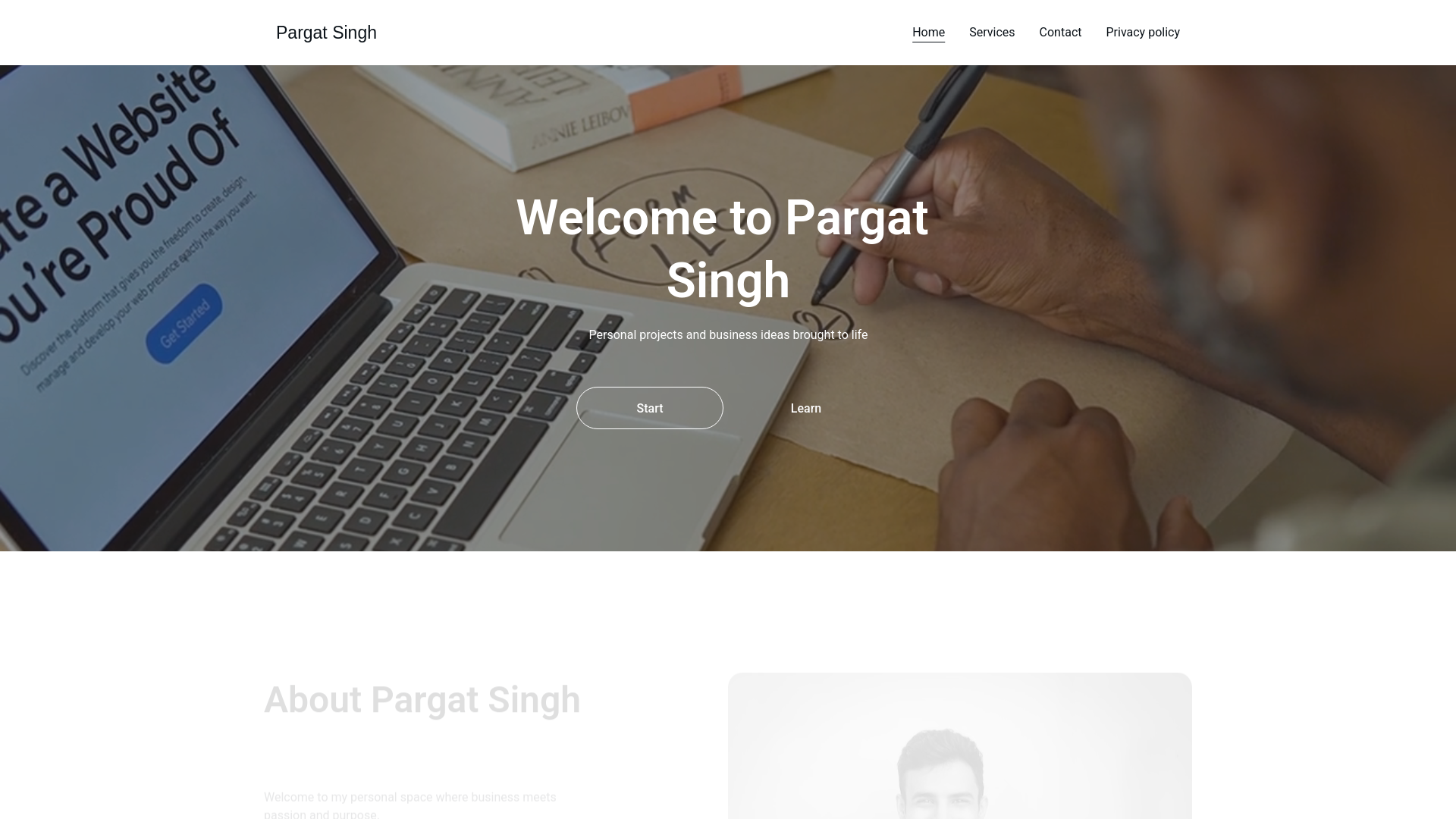 website screenshot of https://pargatsingh.site