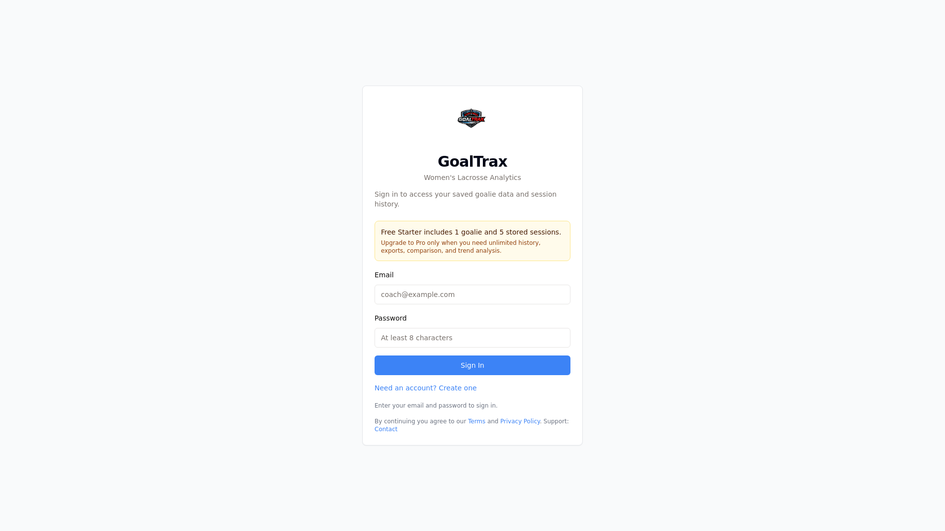 website screenshot of https://goal-trax.com/