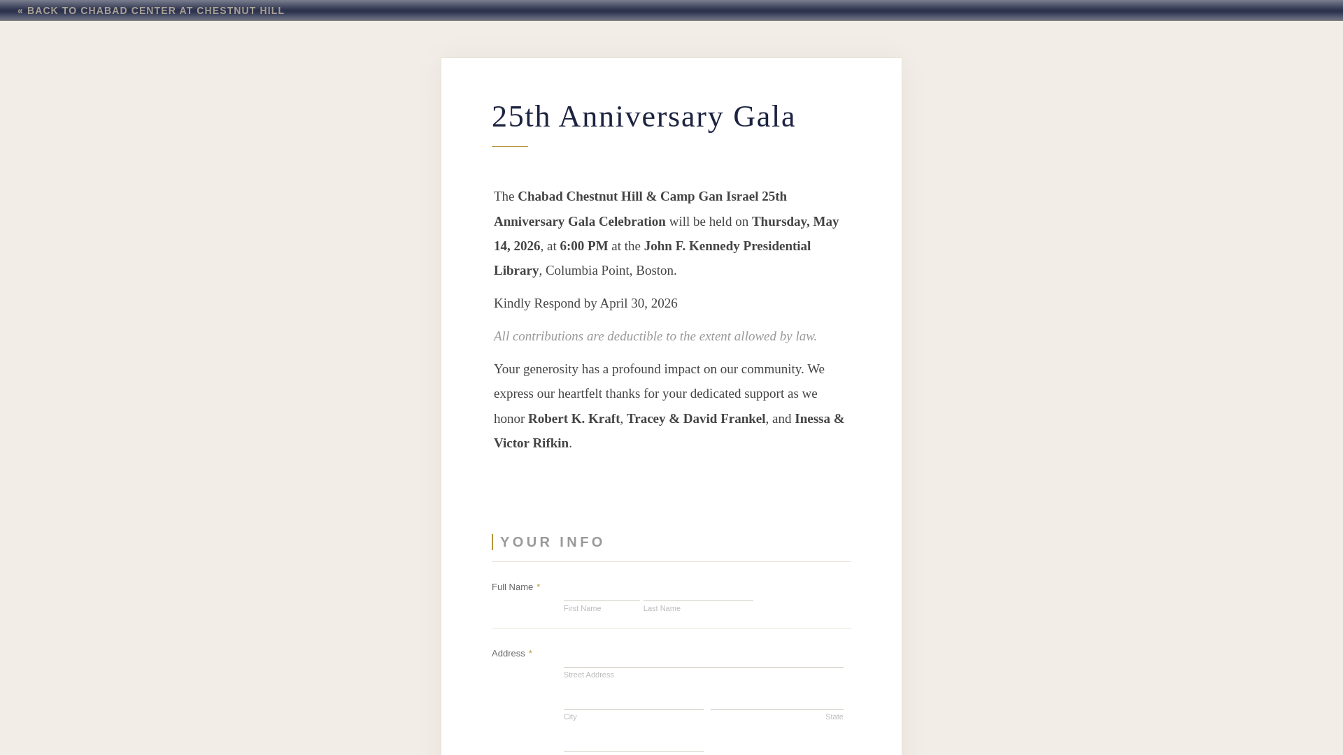 website screenshot of https://chabad25.com/