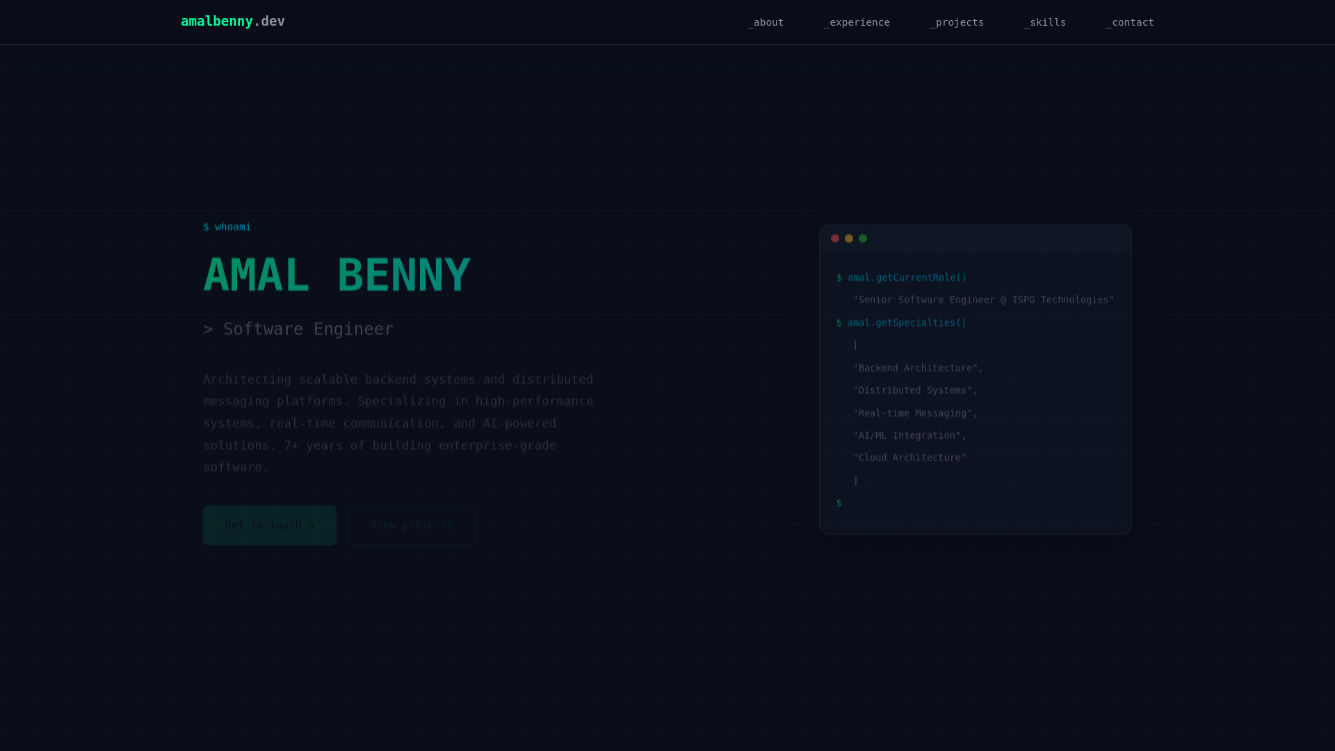 website screenshot of https://amalbenny.online/