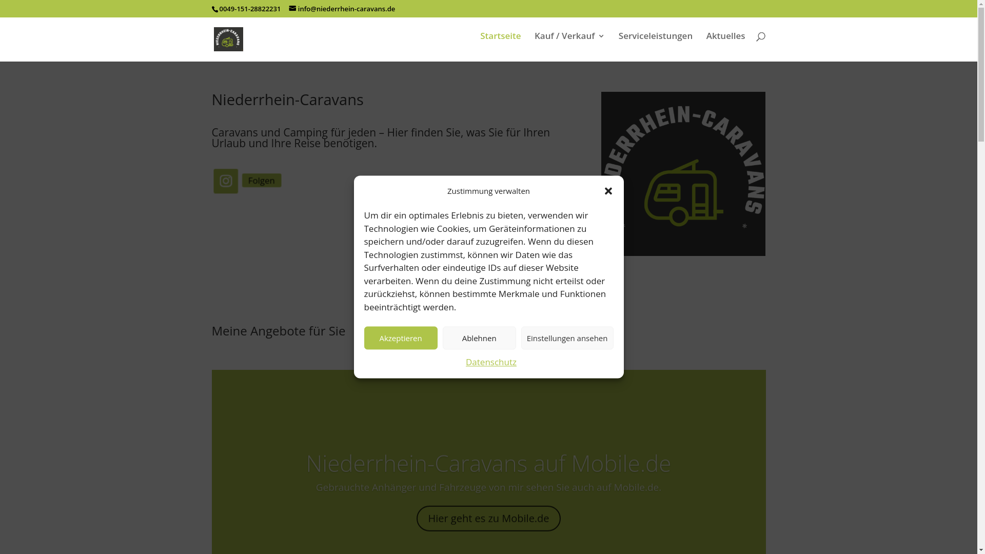 website screenshot of https://niederrhein-caravans.de/