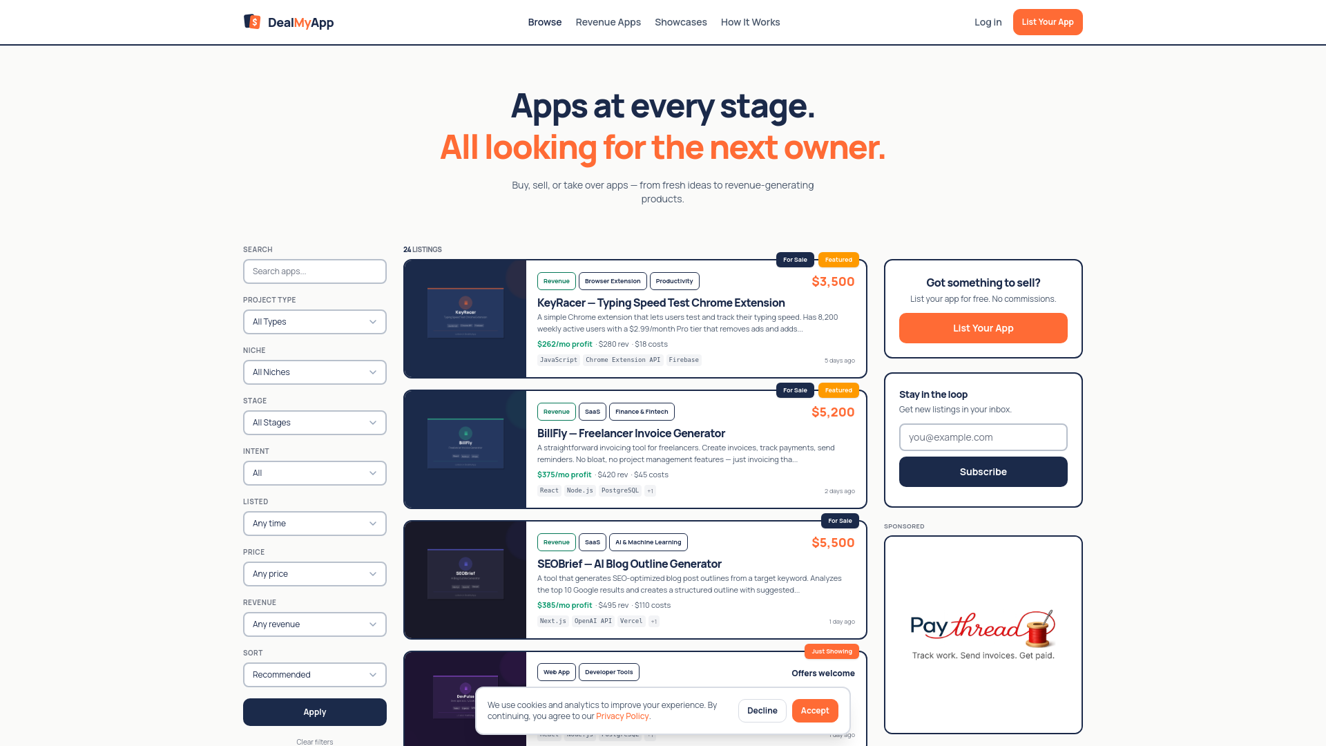 website screenshot of https://dealmyapp.com/