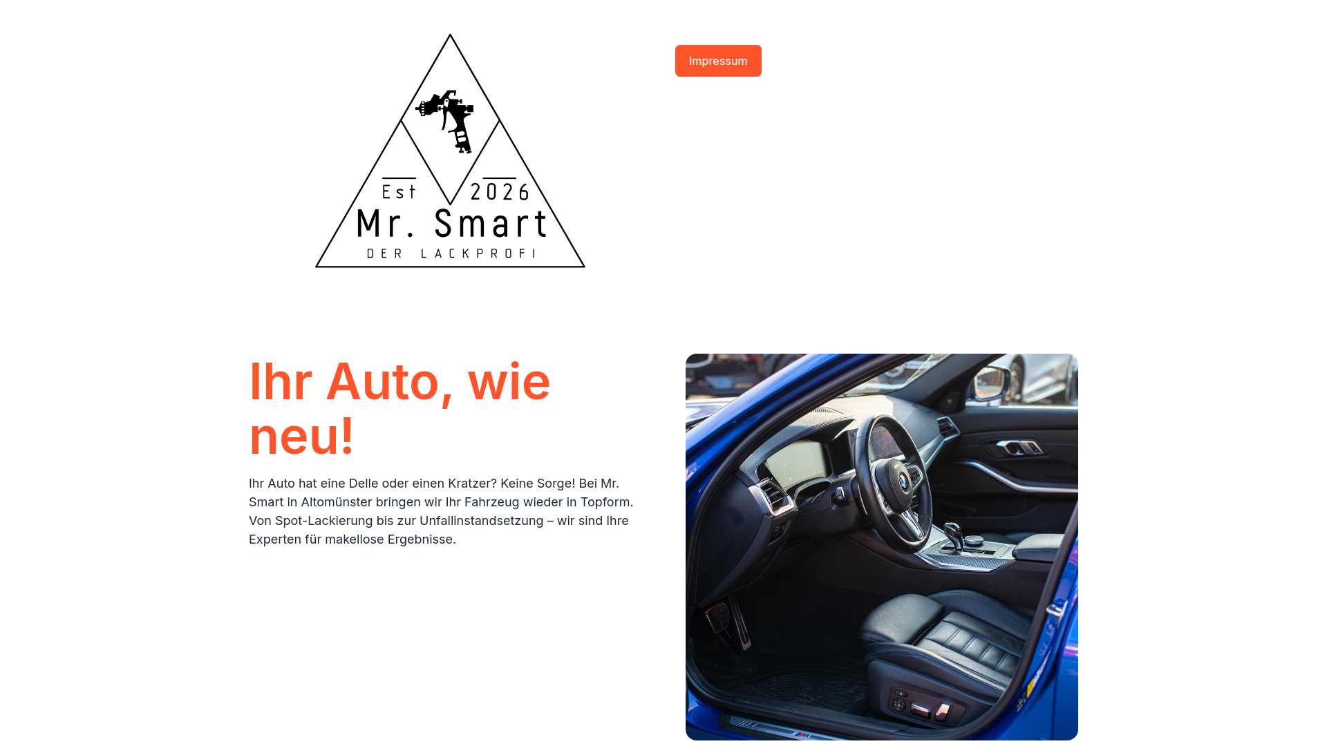 website screenshot of https://mistersmartrepair.de