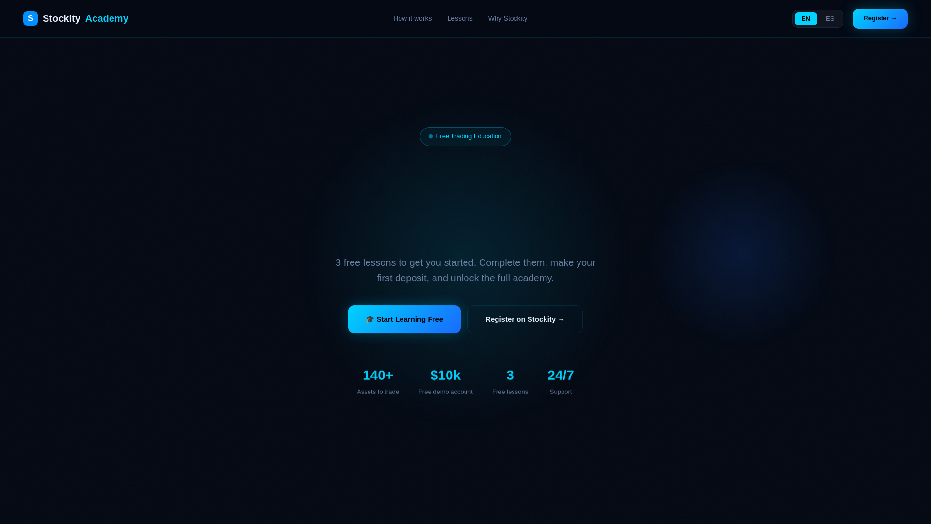 website screenshot of https://stockity.academy