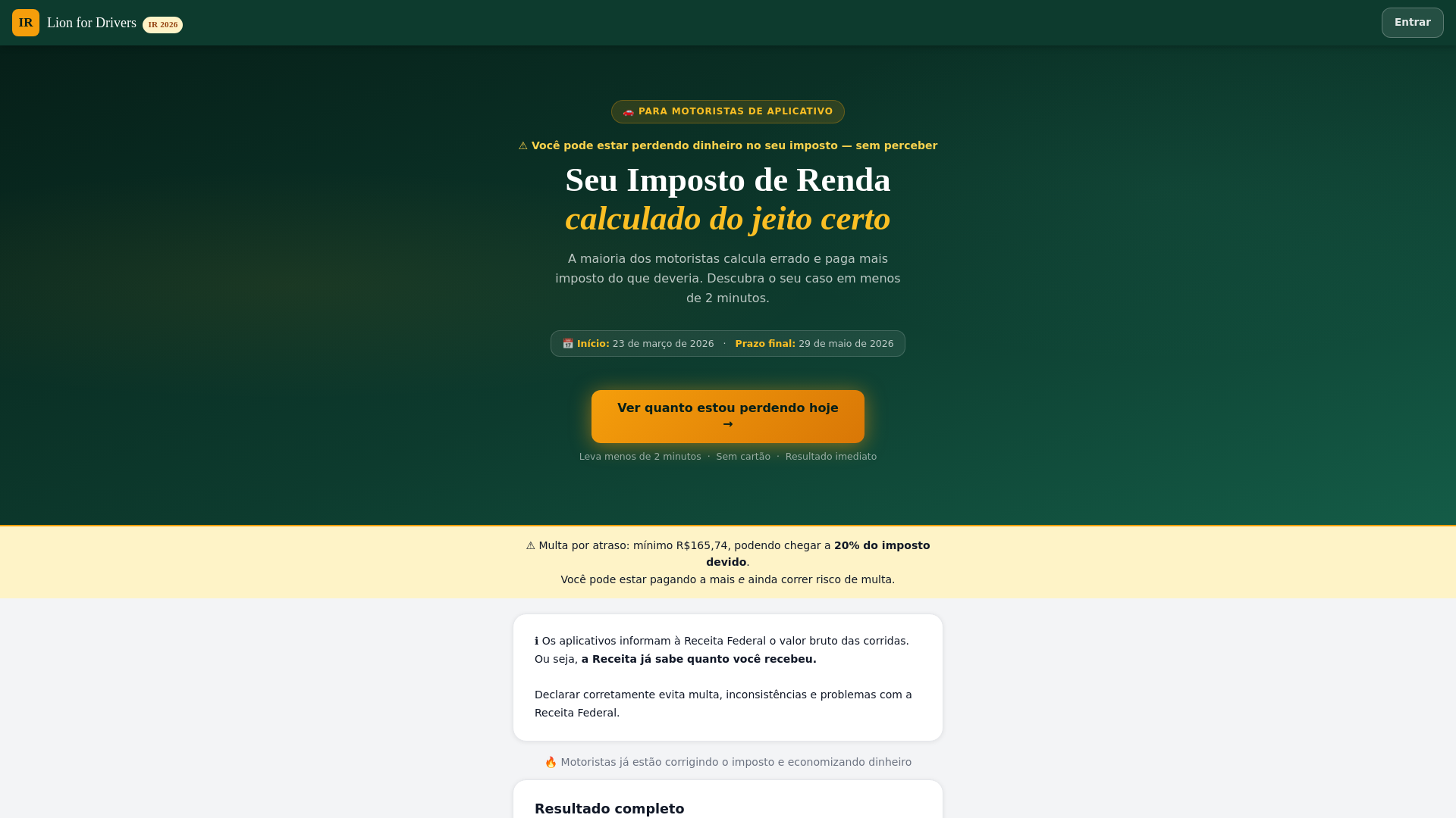 website screenshot of https://lionfordrivers.com.br/