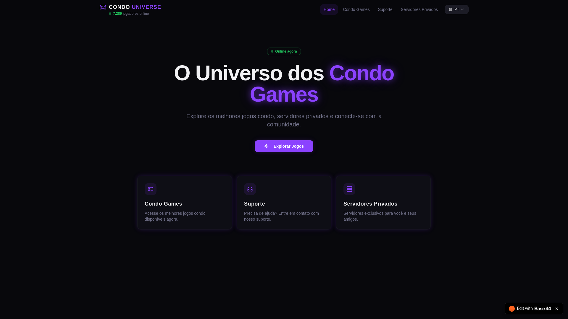 website screenshot of https://condouniversal.base44.app/