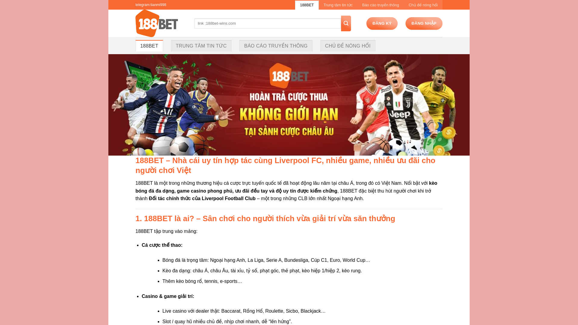 website screenshot of https://188bet-wins.com