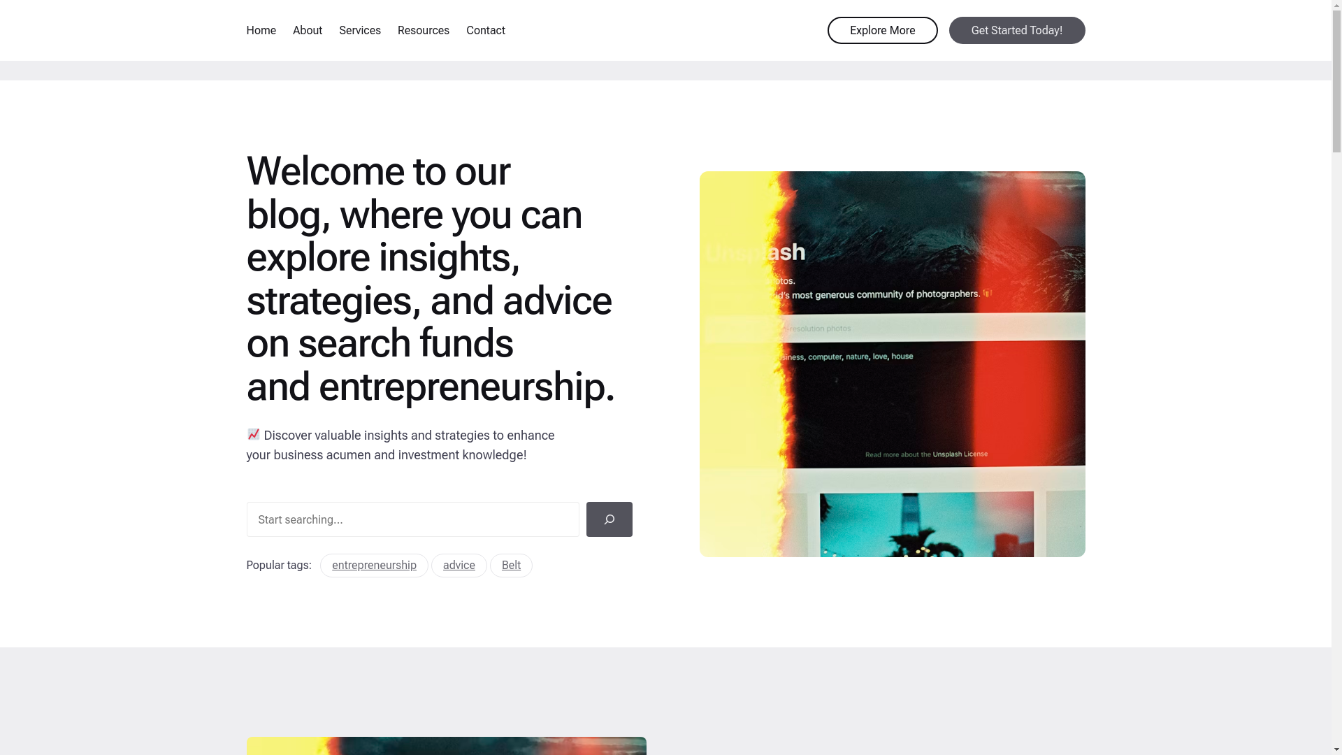 website screenshot of https://searchfundprimer.com/