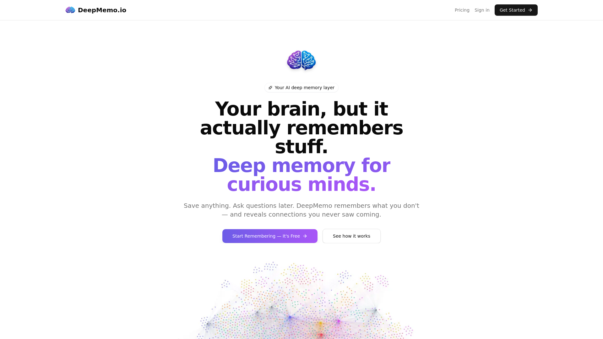 website screenshot of https://deepmemo.io/