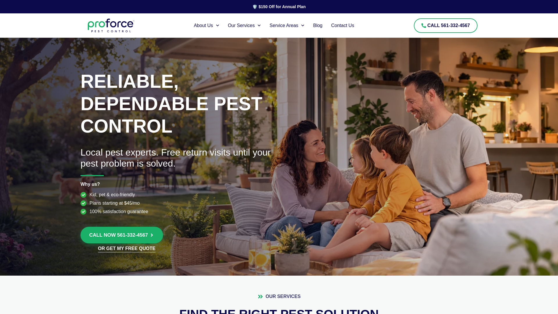 website screenshot of https://proforcepest.com/