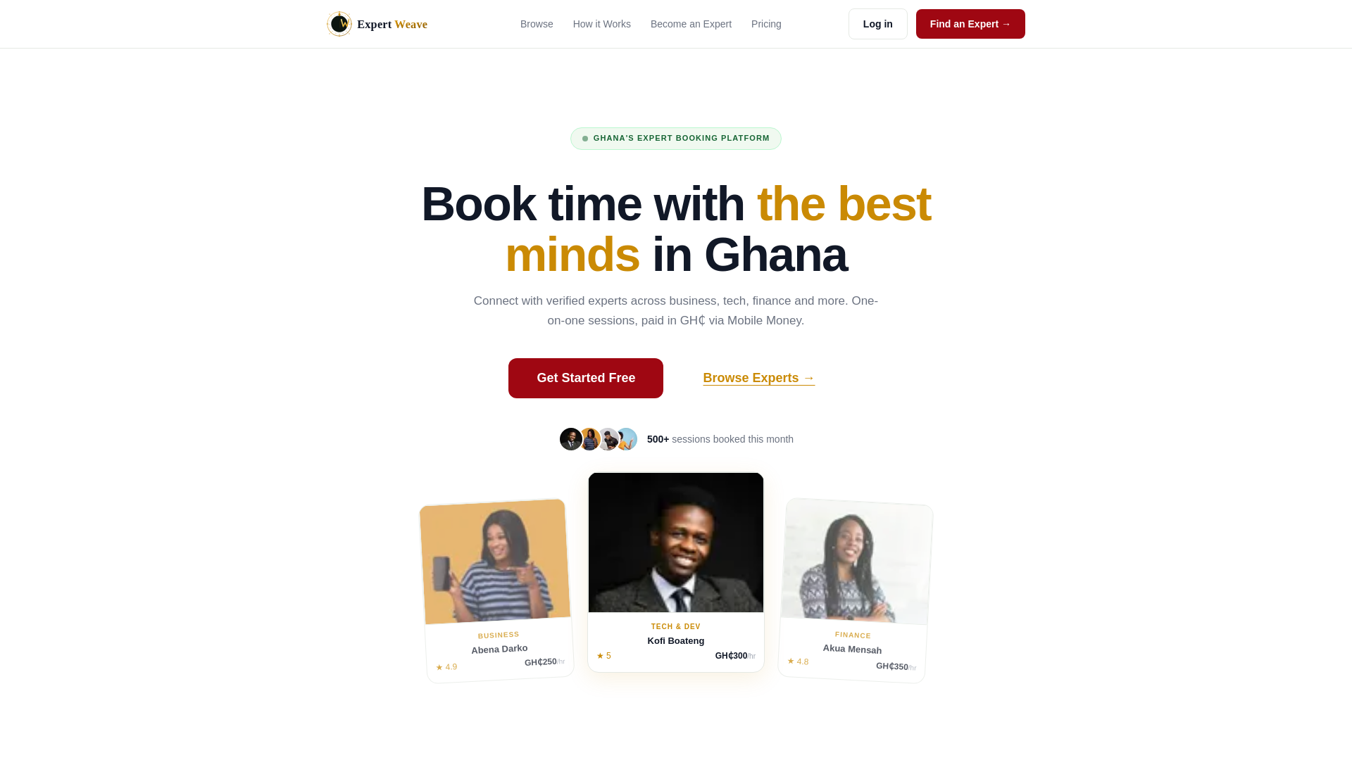 website screenshot of https://expertweave.com