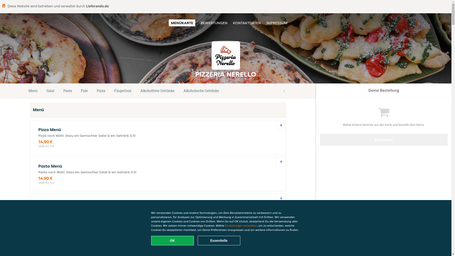 website screenshot of https://pizzerianerello-straubenhardt.de/