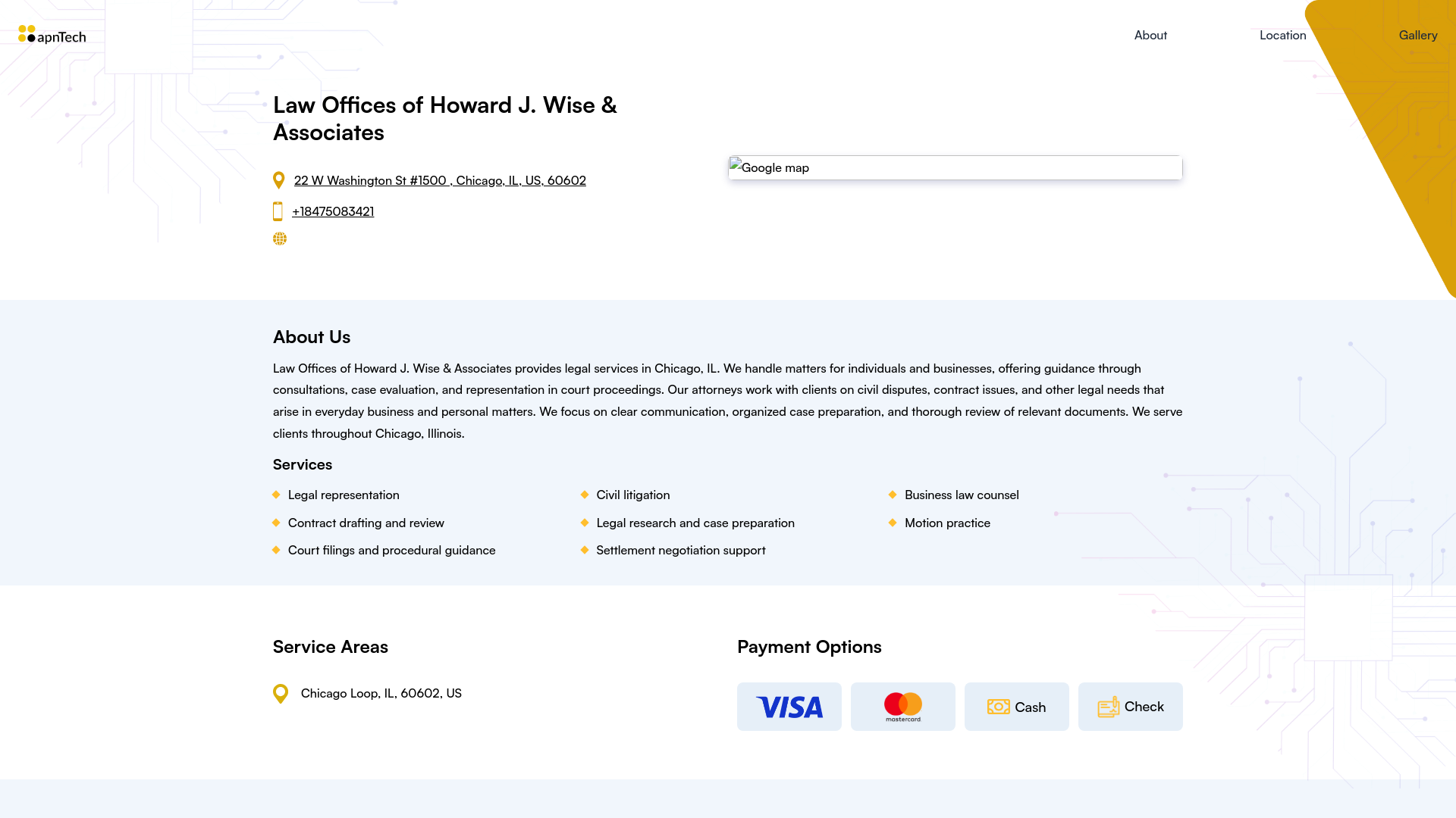 website screenshot of https://lawofficesofhowardjwiseassociates.online/