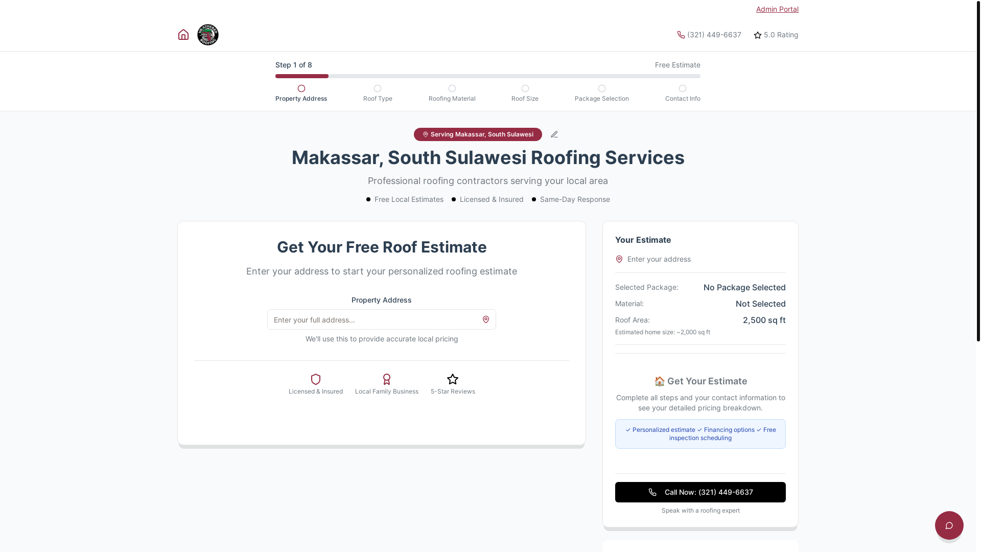 website screenshot of https://melbourneroofestimate.com/