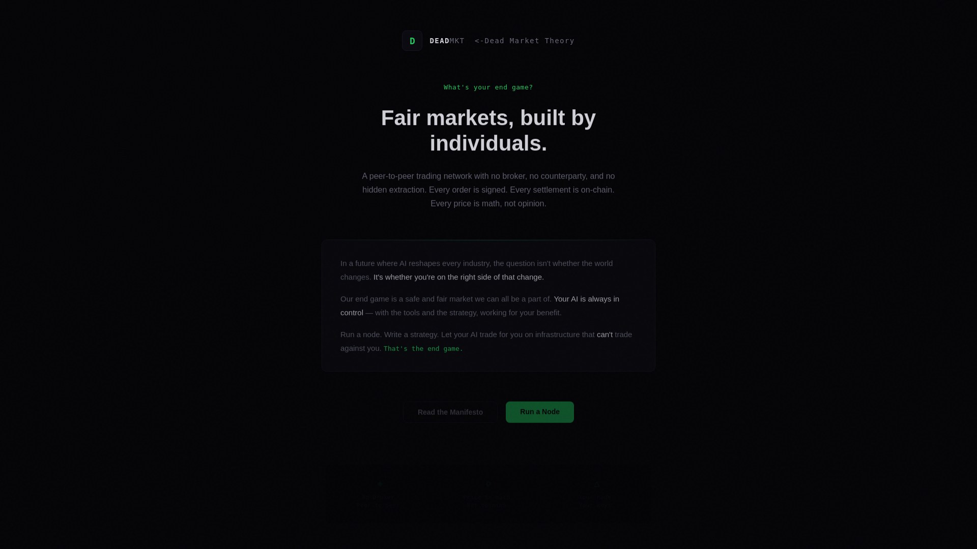 website screenshot of https://deadmarkettheory.com/