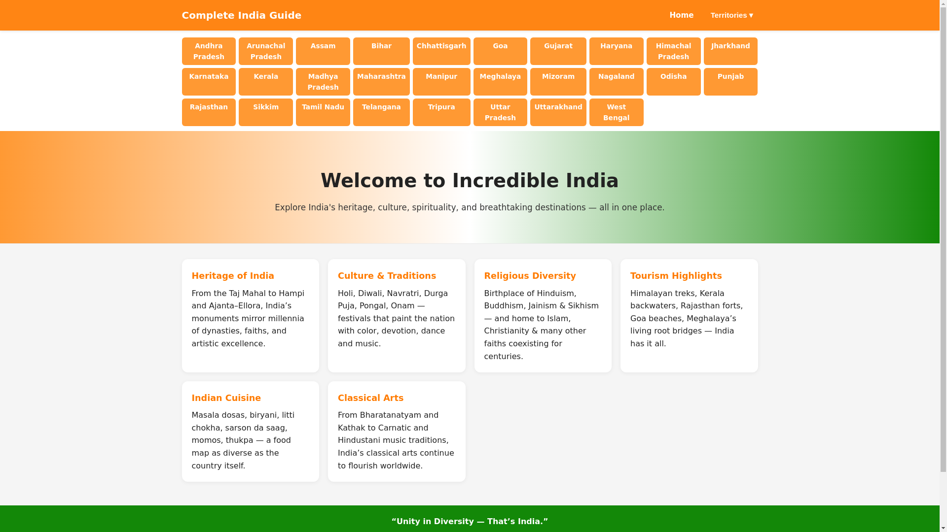 website screenshot of https://completeindiaguide.pages.dev/