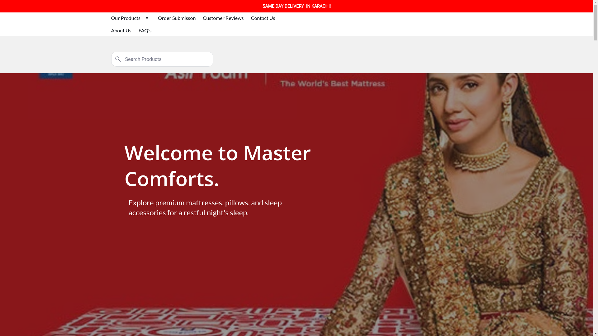 website screenshot of https://mastercomforts.com/