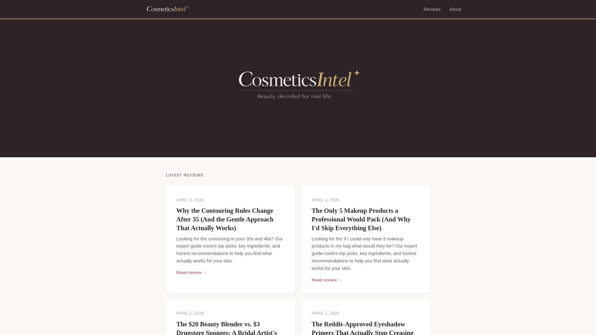 website screenshot of https://cosmeticsintel.com/