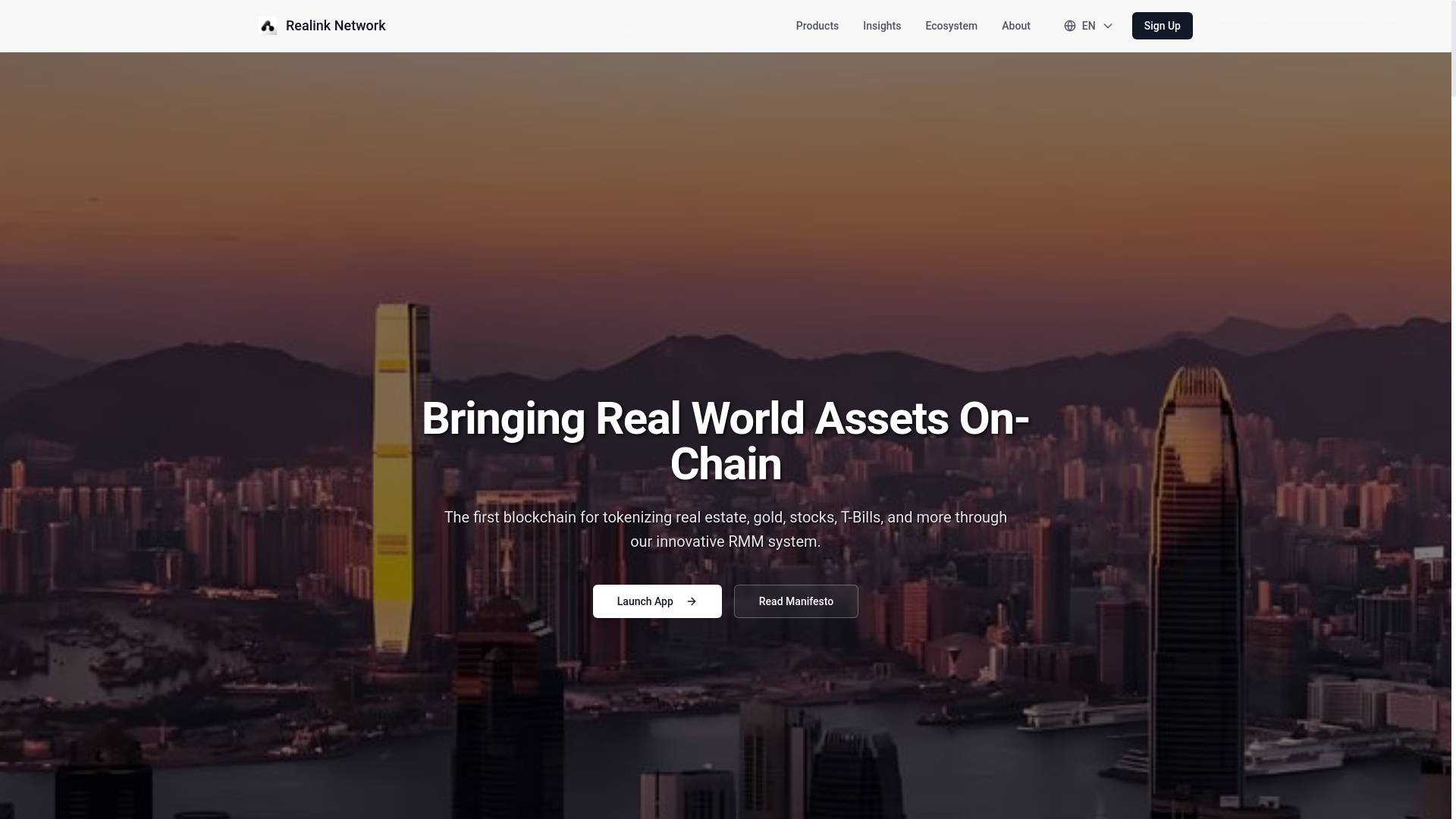 website screenshot of https://realink.network/
