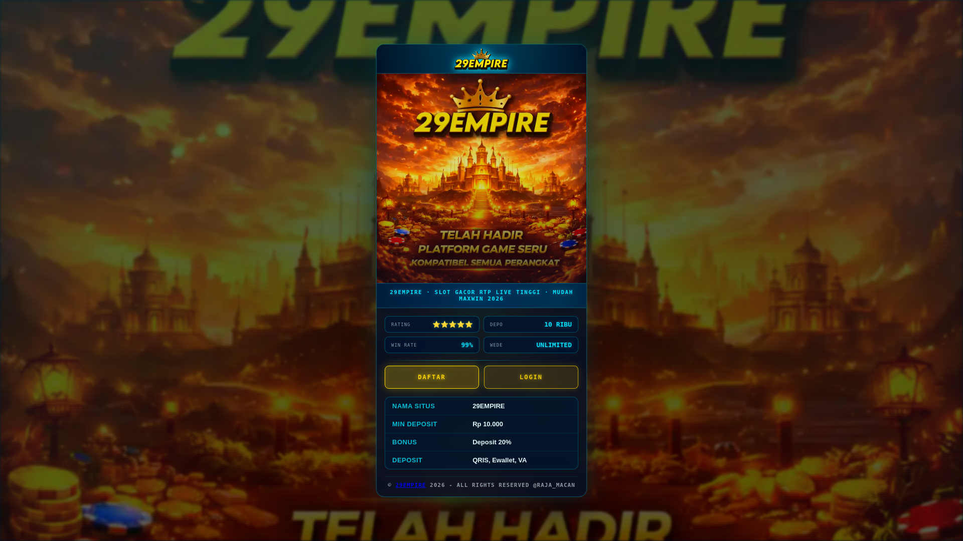 website screenshot of https://29empire-login.pages.dev/