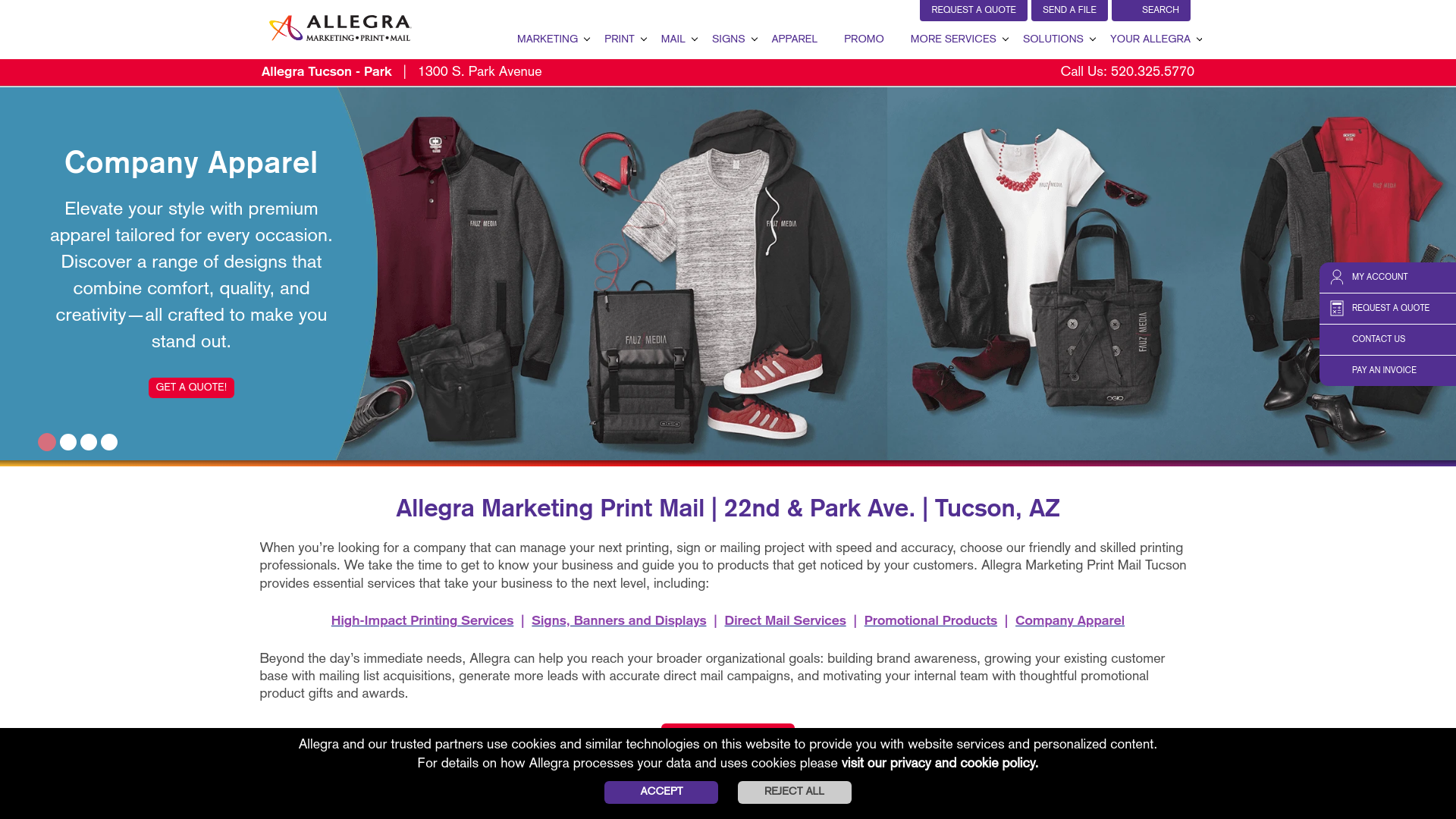 website screenshot of https://allegraarizonasolutions.info/