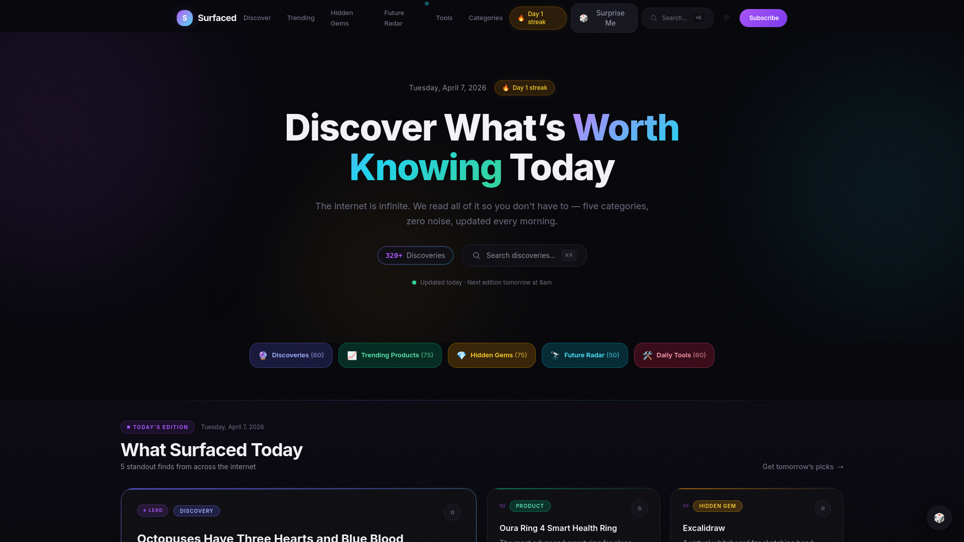 website screenshot of https://surfaced-4in.pages.dev/